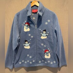 Cozy Blue Snowman Fleece Jacket